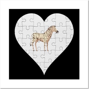 Jigsaw  Zebra Heart Design - Wild Animal Zebra Posters and Art